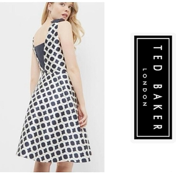 Ted Baker Blushing Rose Geo Dress in Navy Size 1 (U.S. Size 4) MSRP $365 - Picture 2 of 10